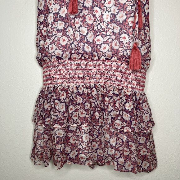 Women’s XS Dress Rebecca Minkoff Mini Pebble Floral Smocked Drop-Waist Knee High - Picture 4 of 12